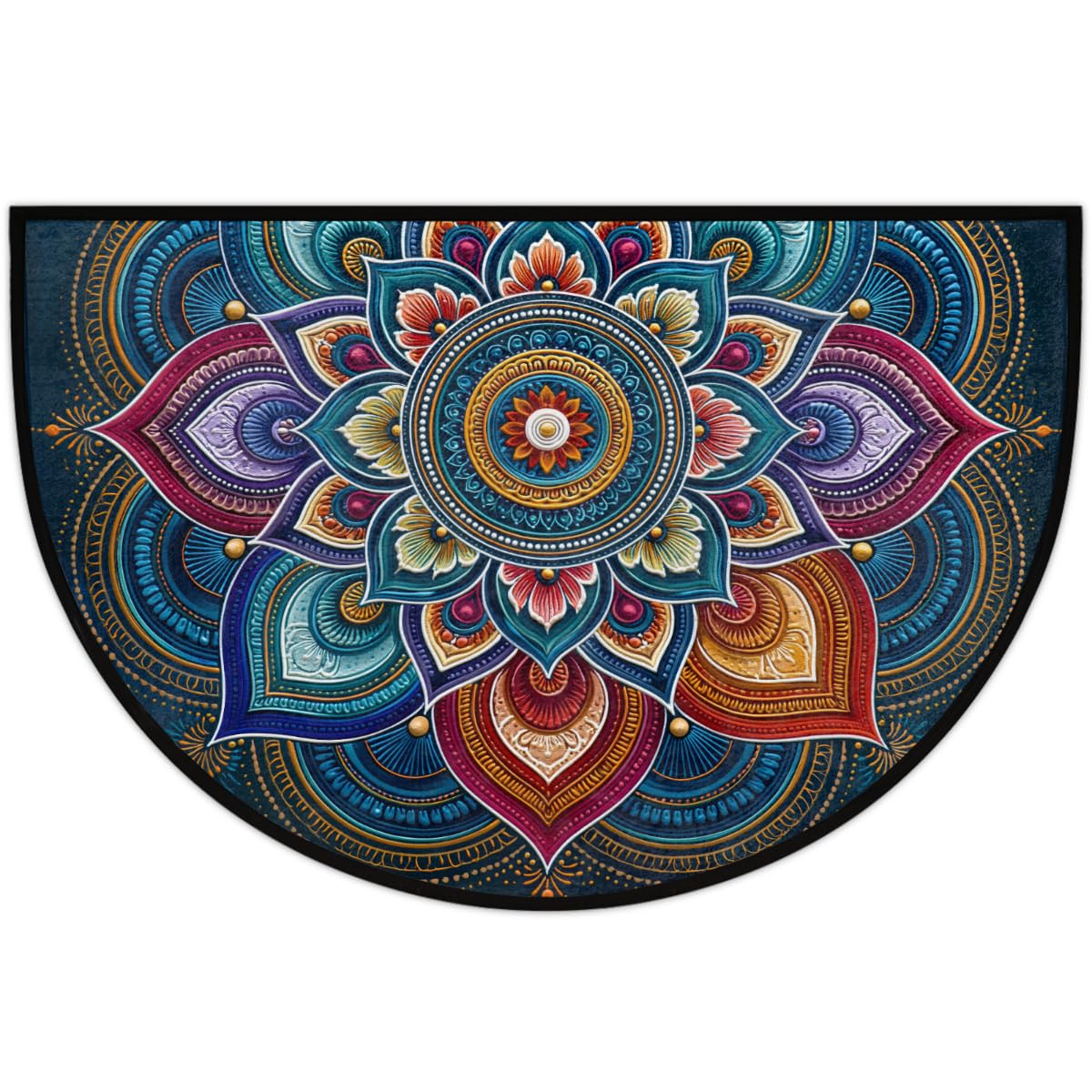 Flower Half Round Door Mat Semi Moon Rug Fireplace Carpet Area Rugs (Z:color:57)