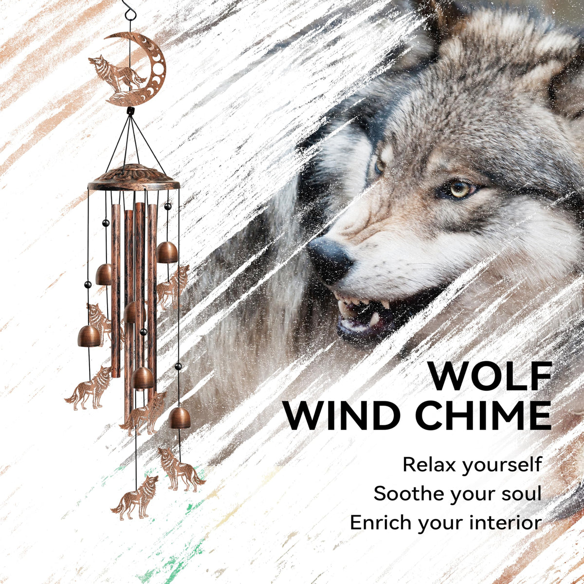 Wolf Wind Chimes (Copper / Wolf)
