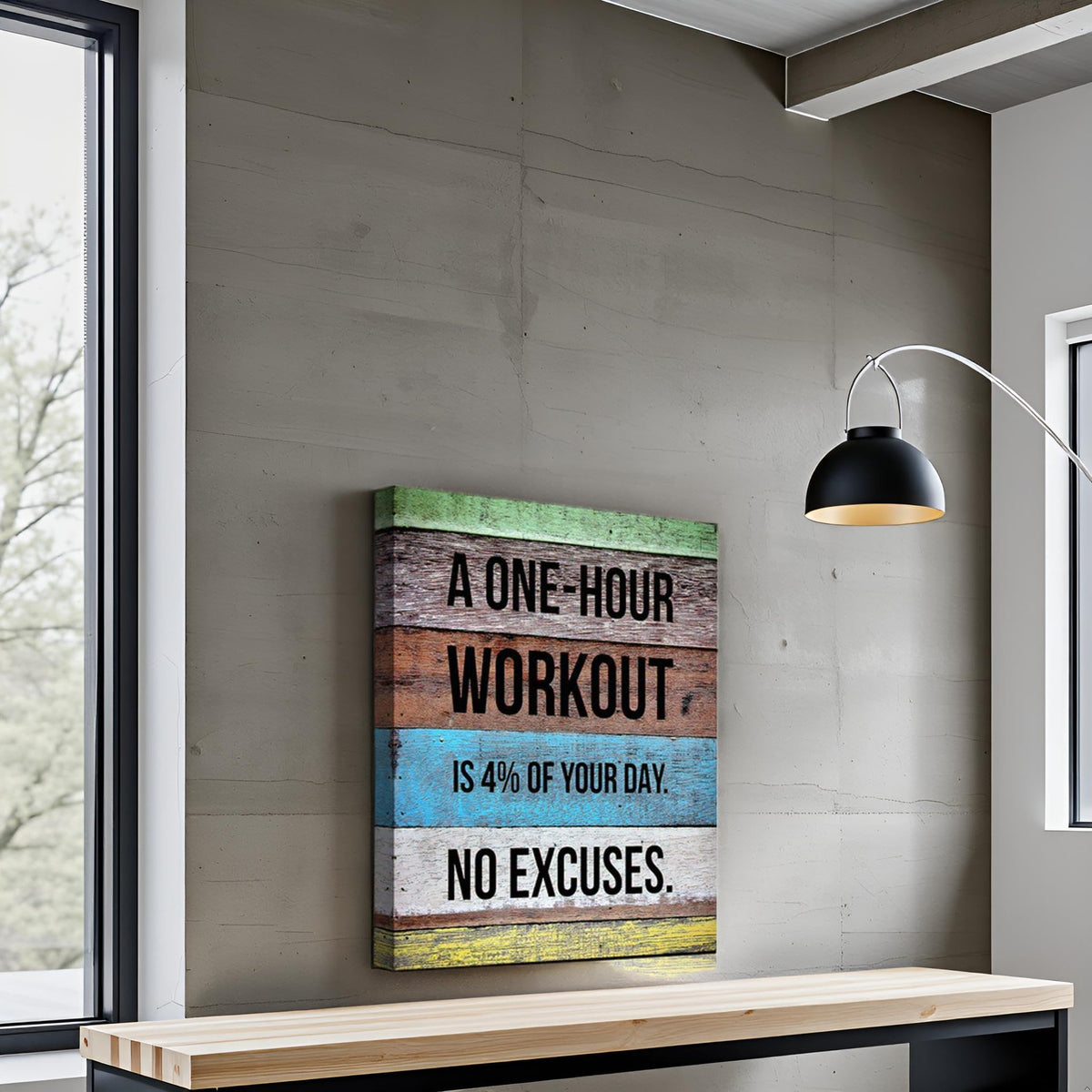 Fitness Motivational Quotes Training Gym Bedroom Wall Art Workout Poster (16"L x 12"W / Workout Motto)