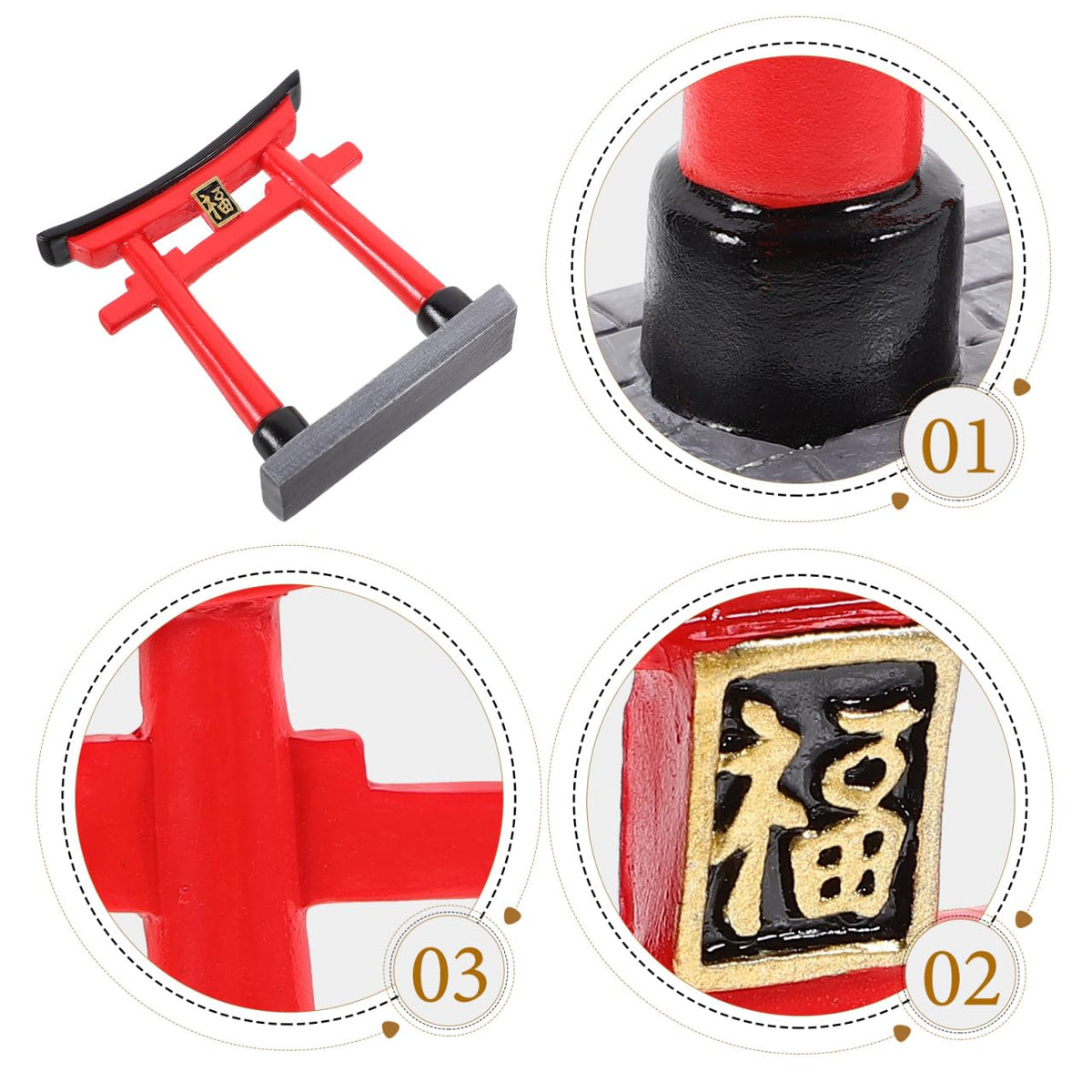 Japanese Torii Gate Aquarium Decor Statue Chinese Miniature Zen Garden Accessories Bonsai Mini Shinto Shrine Sculpture Micor Landscape Decorations Fish Tank Ornaments (7X7X1.5cm)