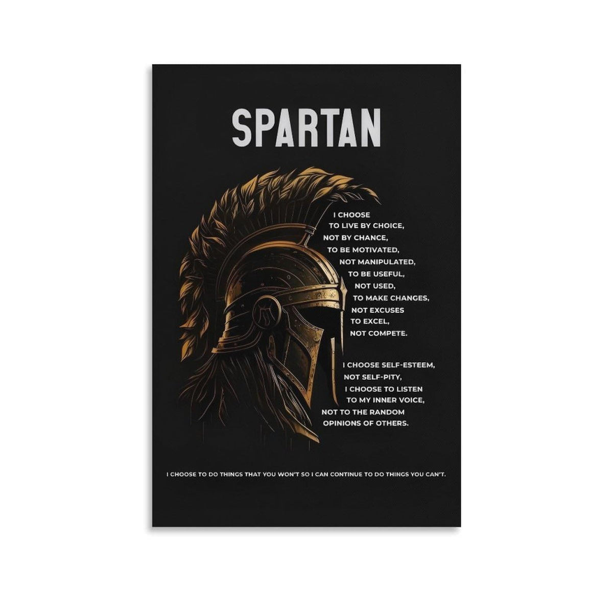 Spartan Quote Motivational Room Aesthetic Canvas Printing Wall Art Prints Wall Decor Posters Black Gold Warrior Helmet Philosophy Modern Home Bedroom Office Gym Decoration 20x30inch (style-18 / 20x30inch(50x75cm) Unframe)
