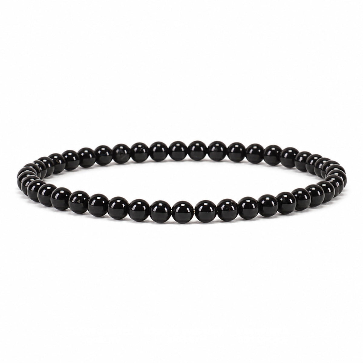 Black Agate Bracelet 4mm Beaded Bracelet (Black Agate / Large)