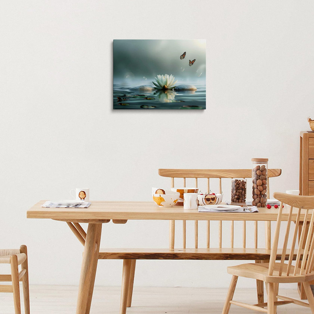 Lotus Flower Canvas Wall Art Framed Zen Spa Water Nature Decor 12x16 Inch (Lotus Flower01 / 16"L x 12"W)