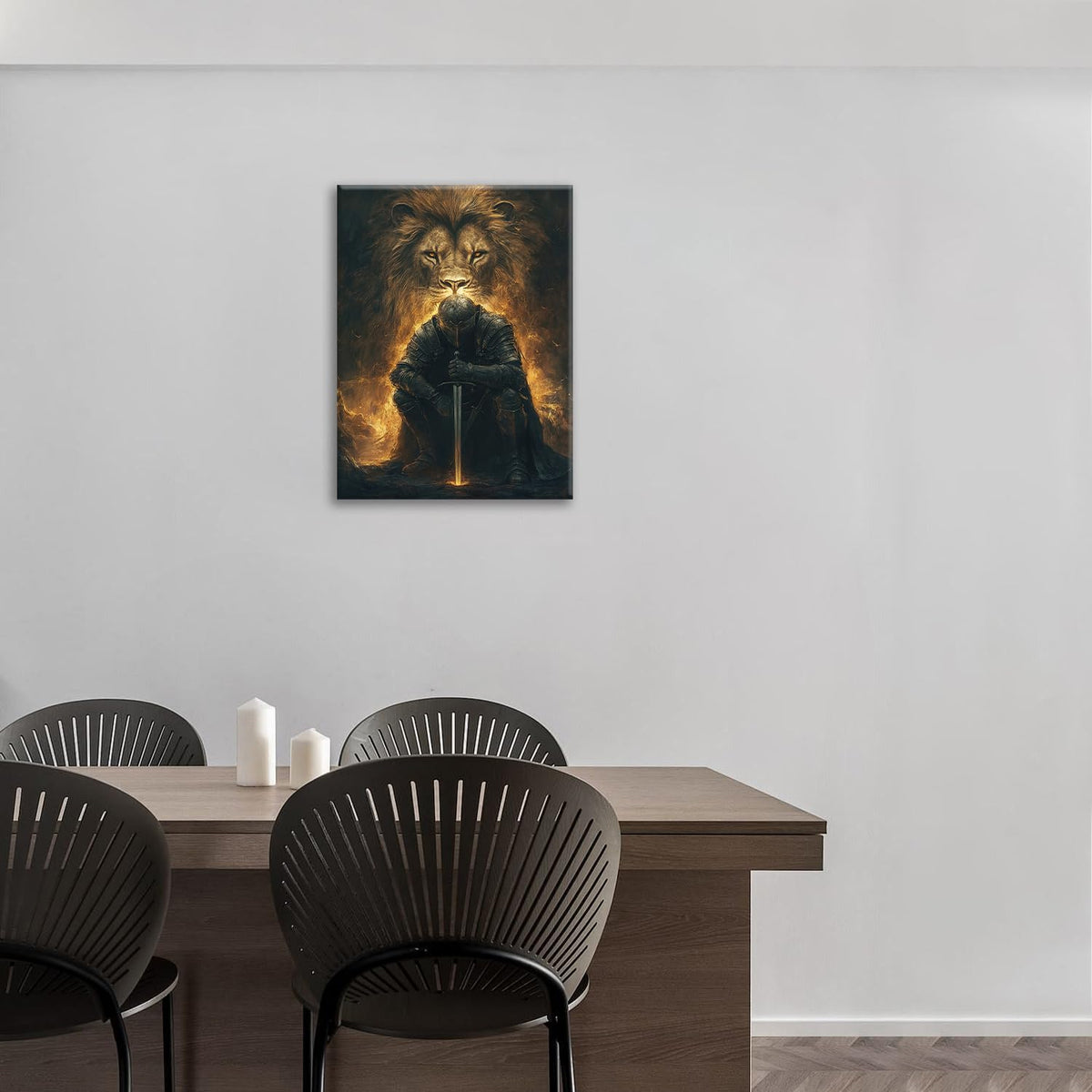 Lion of Judah Canvas Wall Art Warrior Knight Modern ArtWork 16" x 24" (Lion of Judah / 24"L x 16"W)