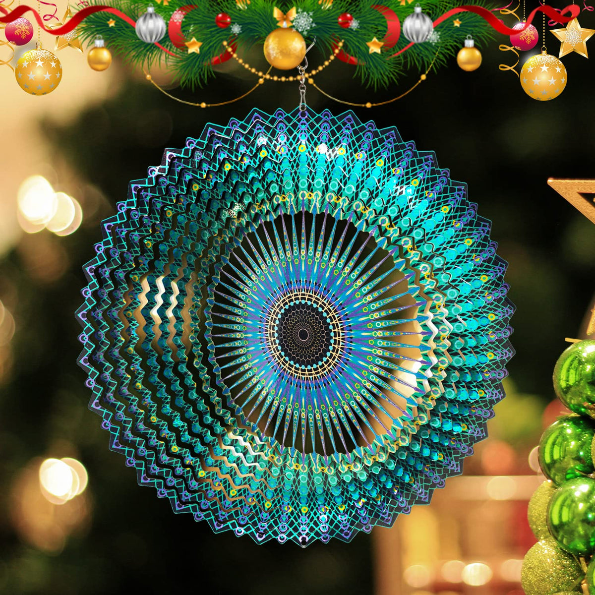Wind Spinner Mandala Starry Sky 12 inch 3D Stainless Steel Laser Cut Metal Art Geometric Pattern (12inch / Mdl10)