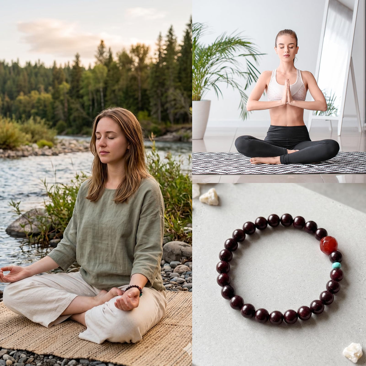 Authentic Red Sandalwood Bracelet with Natural South Red Agate & Turquoise (Natural Red Agate & Turquoise)