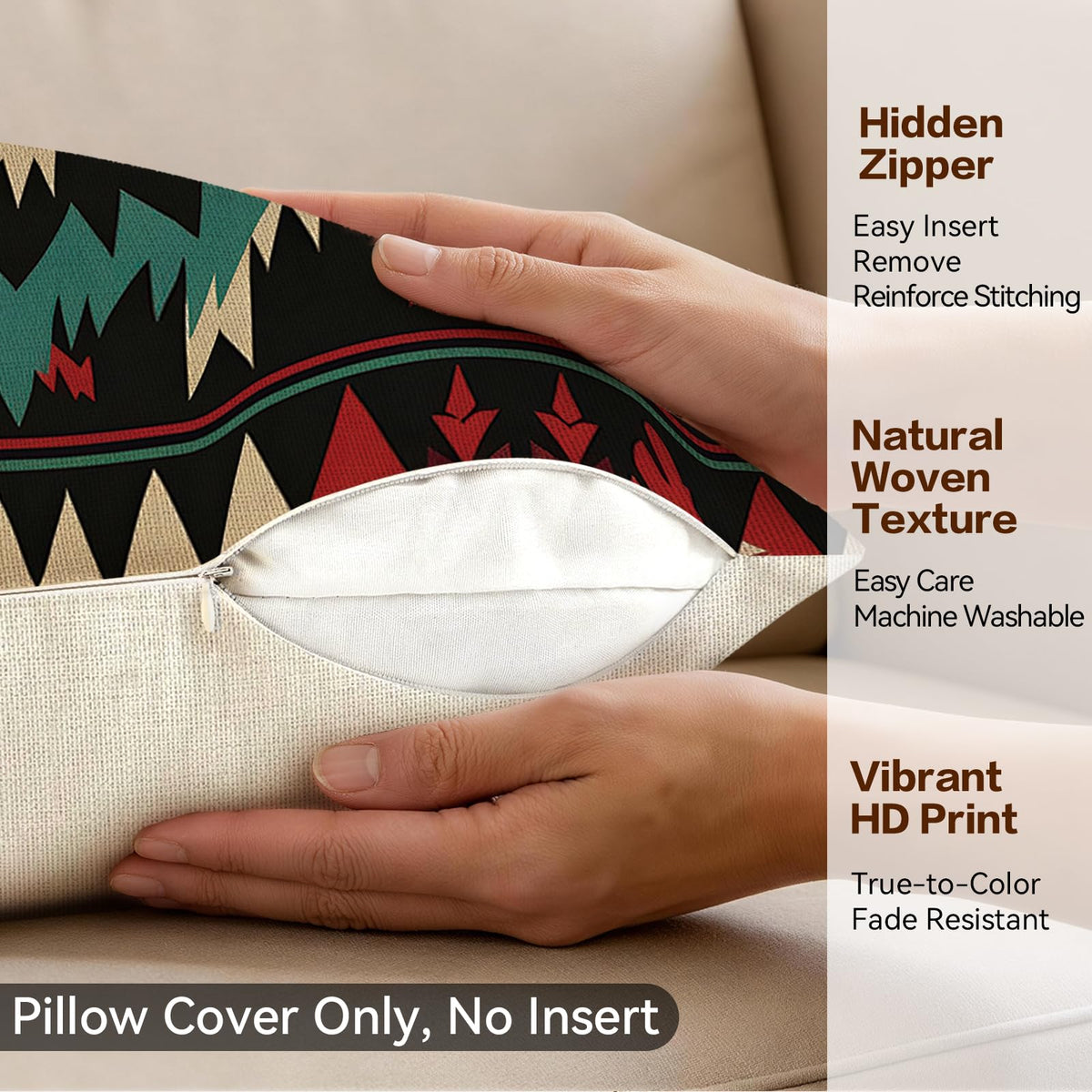 Bohemian Geometric Aztec Pillow Covers Set of 4 (Bohemian Geometry24 / 18" x 18" (Pack of 4))