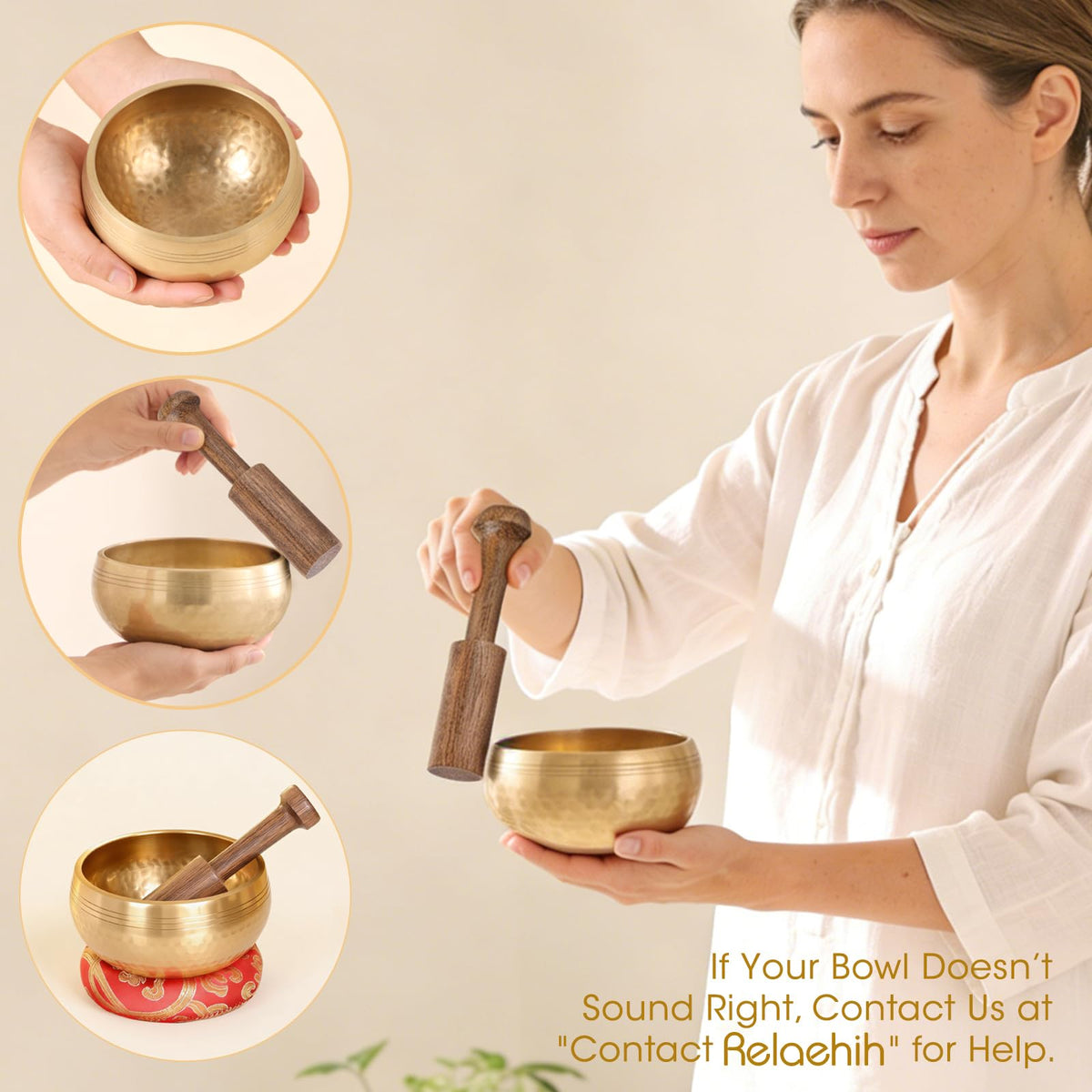 2 Pack Tibetan Singing Bowls Set (Red / 3.15 + 4 inch)