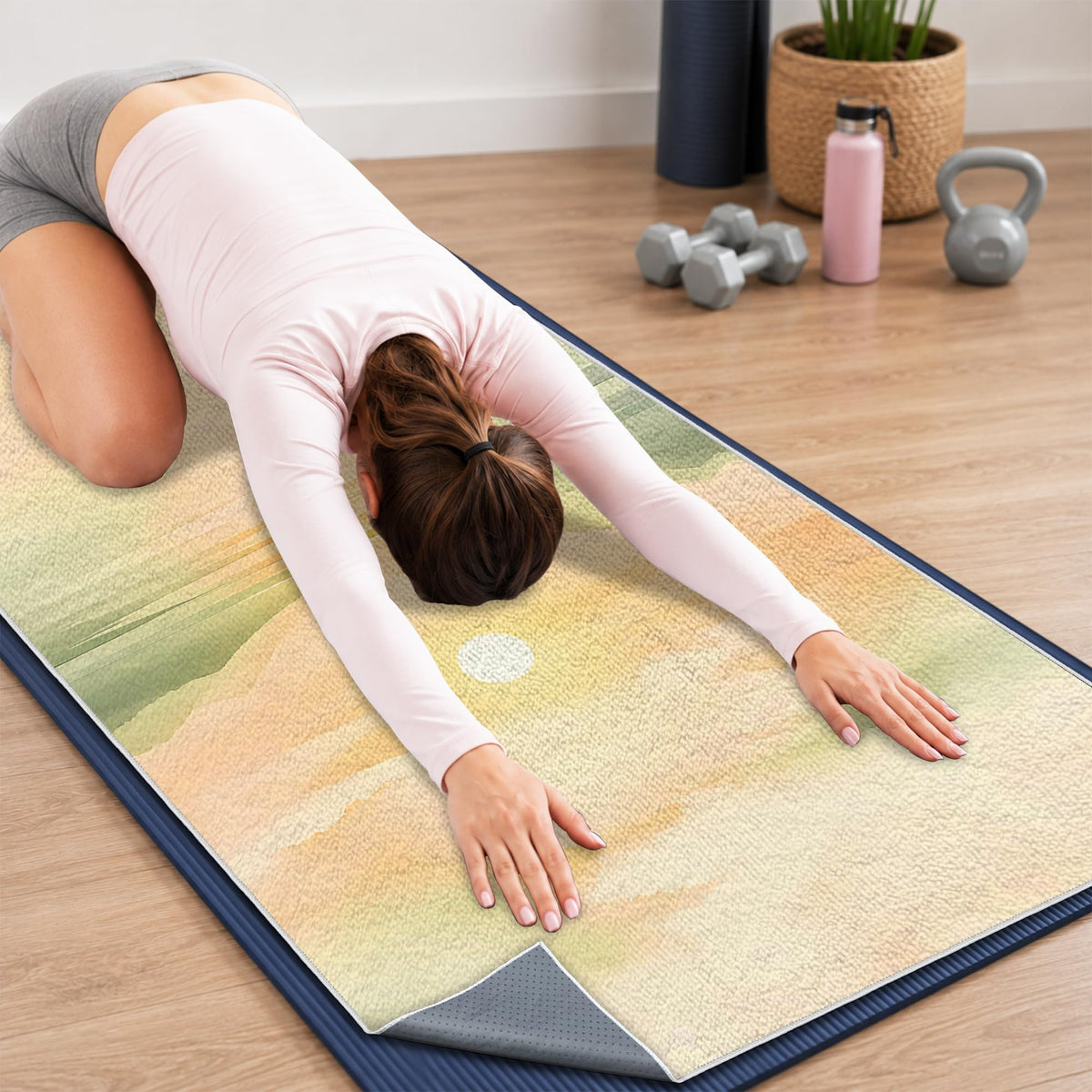 Yoga Mat Towel (Green Sunset / Casual)