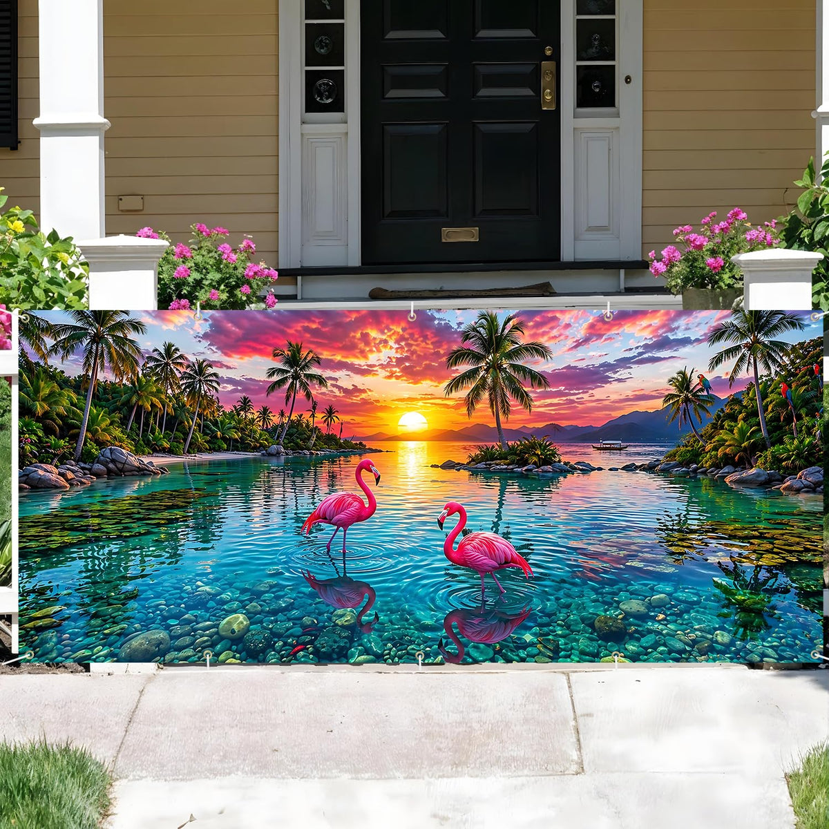 Tropical Sunset Garage Door Banner Cover (206 / 7 x 16 ft)