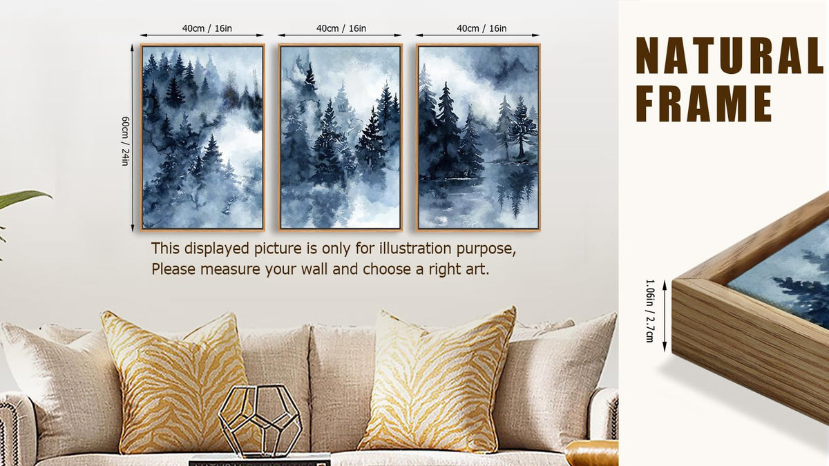 Foggy Forest Framed Wall Art (Blue Grey Foggy Forest / 24"L x 16"W)