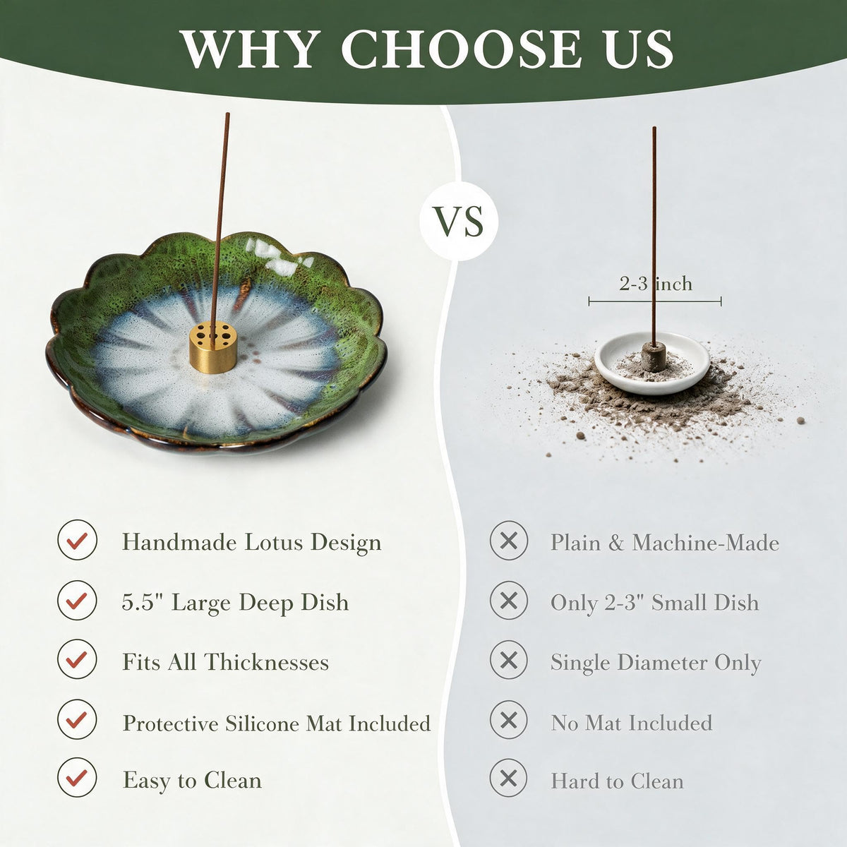 Green Lotus Incense Holder (Green)