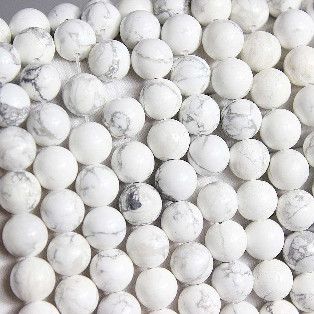 AAAA Natural Stone Beads White Howlite Turquoise Round Loose Beads for Jewelry Making 15" (White Howlite / 8mm)