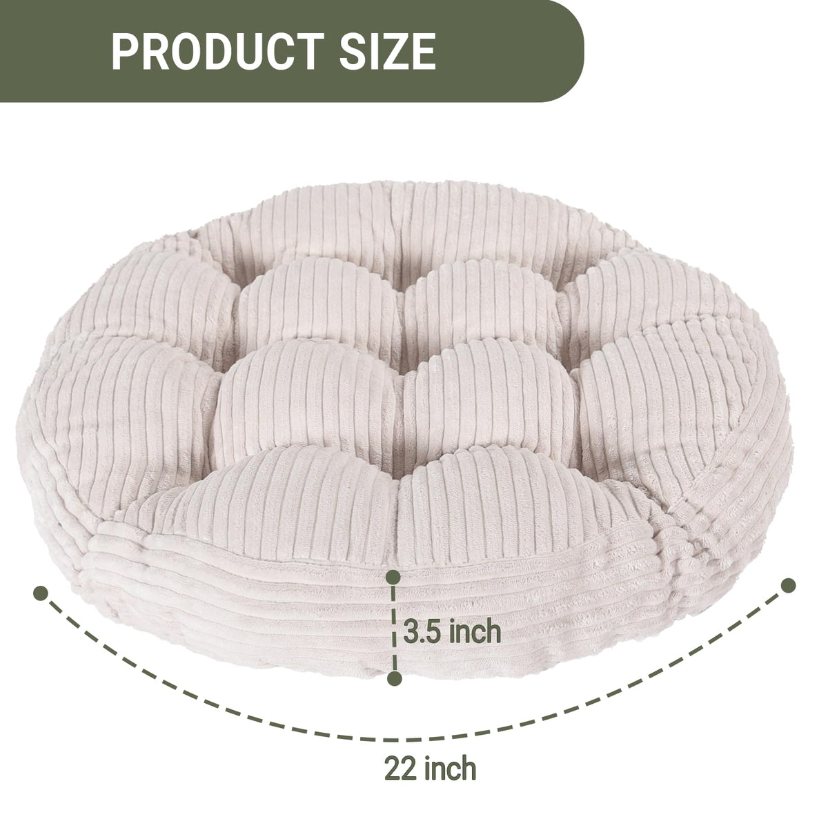 Large Floor Pillow for Adults (Round-beige)
