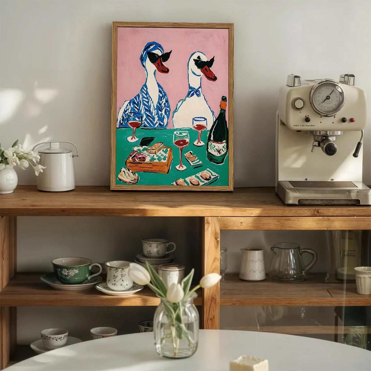 Framed Funny Duck Canvas Wall Art (Funny Duck / 16"L x 12"W)