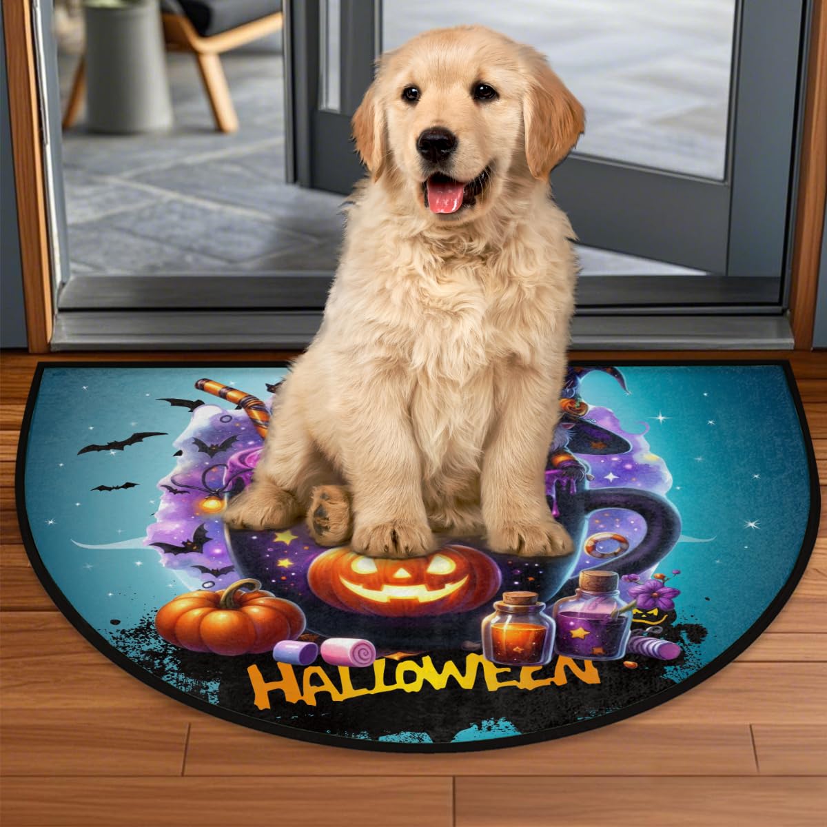 Half Round Door Mat Halloween Potion Goblin Pumpkin Non (F 07)