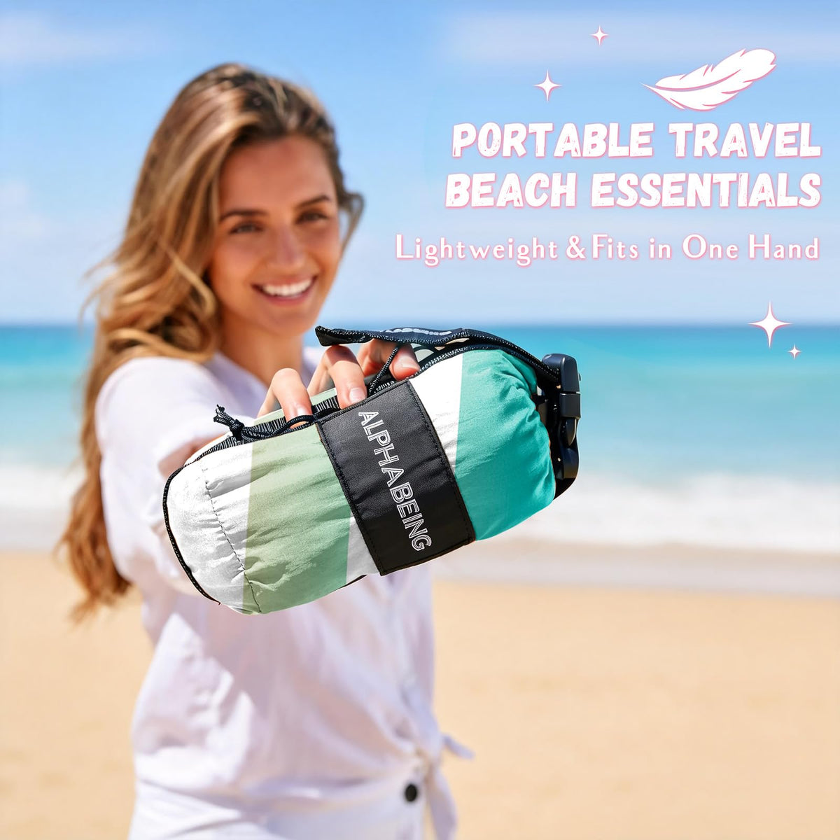 Beach Blanket Waterproof Sandproof (Coralstripes / 120“×108”)