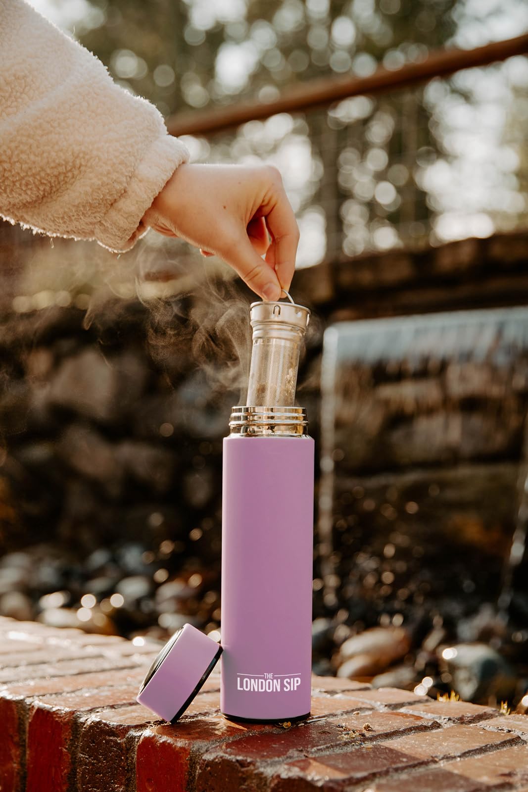 Multi Purpose Travel Mug and Tumbler Fruit Infused Flask Hot and Cold Double Wall Stainless Steel Thermos with Extra (Gentle Lilac (2 Pack))