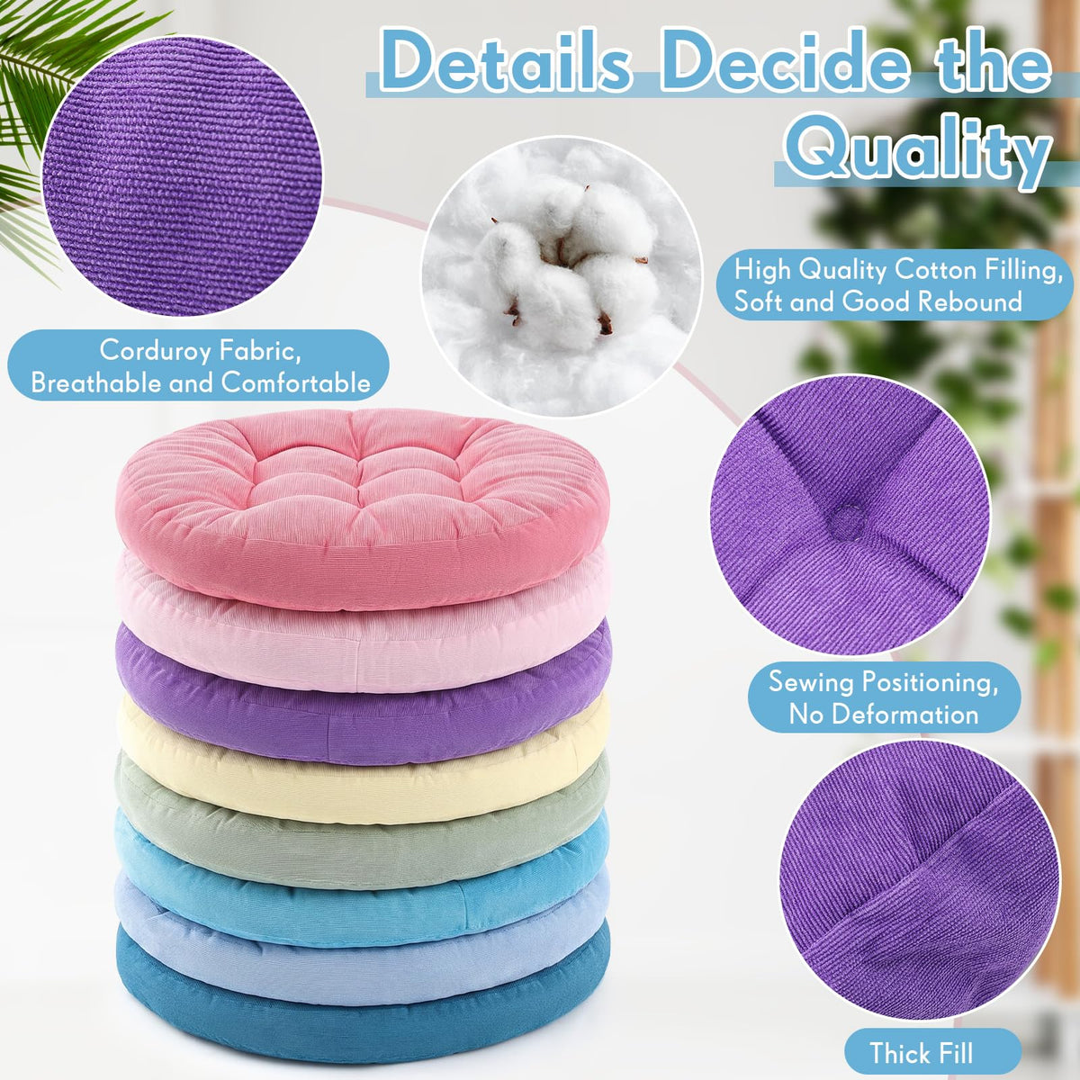 8 Pcs Macaron Large Floor Pillow Cushion (Round 22 x 22 / Macaron)