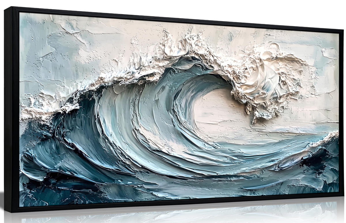 Large Abstract Textured Wave Wall Art (Textured Waves / 48"L x 24"W)