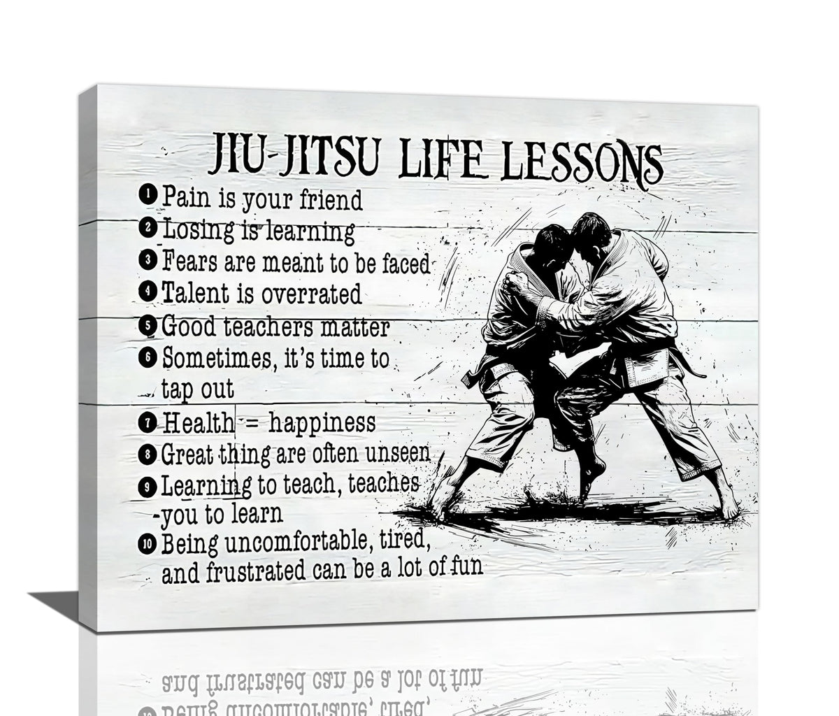 Jiu Jitsu Wall Art Jujitsu Life Lessons Pictures Wall Decor Judo Canvas Prints Martial Decorations Painting Framed Artwork Office Home Decor For Gym Martial Arts Hall Bedroom Living Room 20"x16" (Jujitsu / 20L" x 16W")