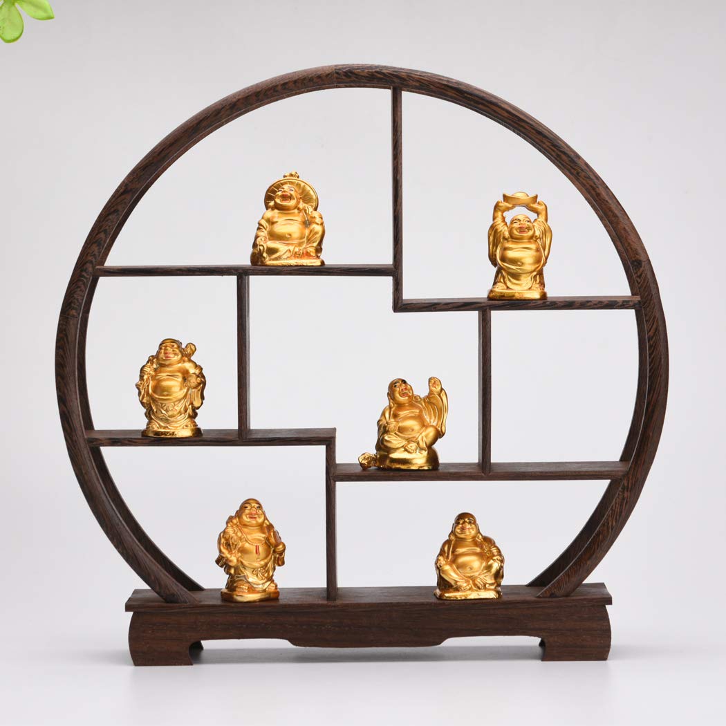 6Pcs 2'' Electroplated Gold Resin Laughing Buddha Figurines (2'' Resin Red Lips Set)