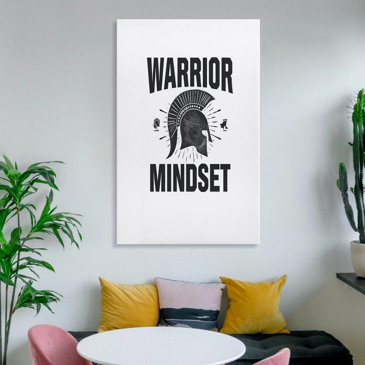 Warrior Mindset Spartan Helmet Canvas Printing Wall Art Prints Wall Decor Posters Minimalist Nordic Fitness Gym Bedroom Living Room Office Motivational Philosophy Decor 20x30inch (style-3 / 20x30inch(50x75cm) Frame)