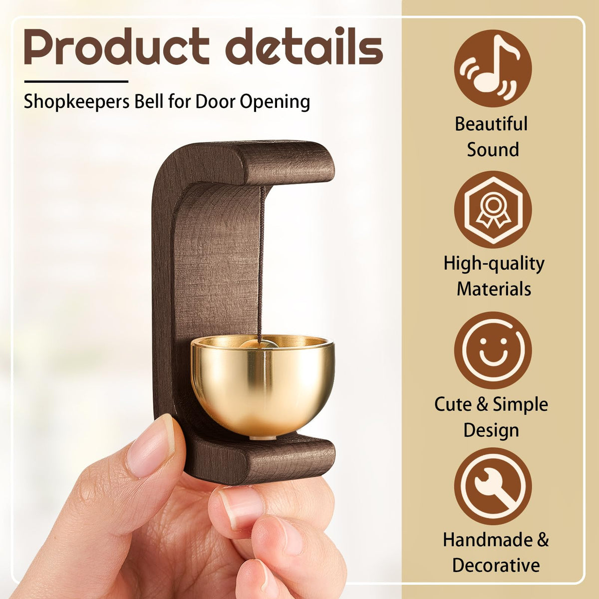 8 Pcs Magnetic Wooden Doorbell Chime (Black Walnut)