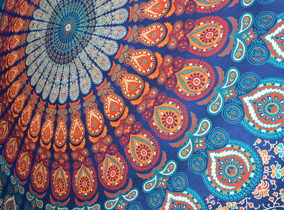 Hippie Mandala Bohemian Psychedelic Intricate Floral Design Indian Bedspread Magical Thinking Tapestry 84x90 Inches (90"L x 84"W / Multicolor)