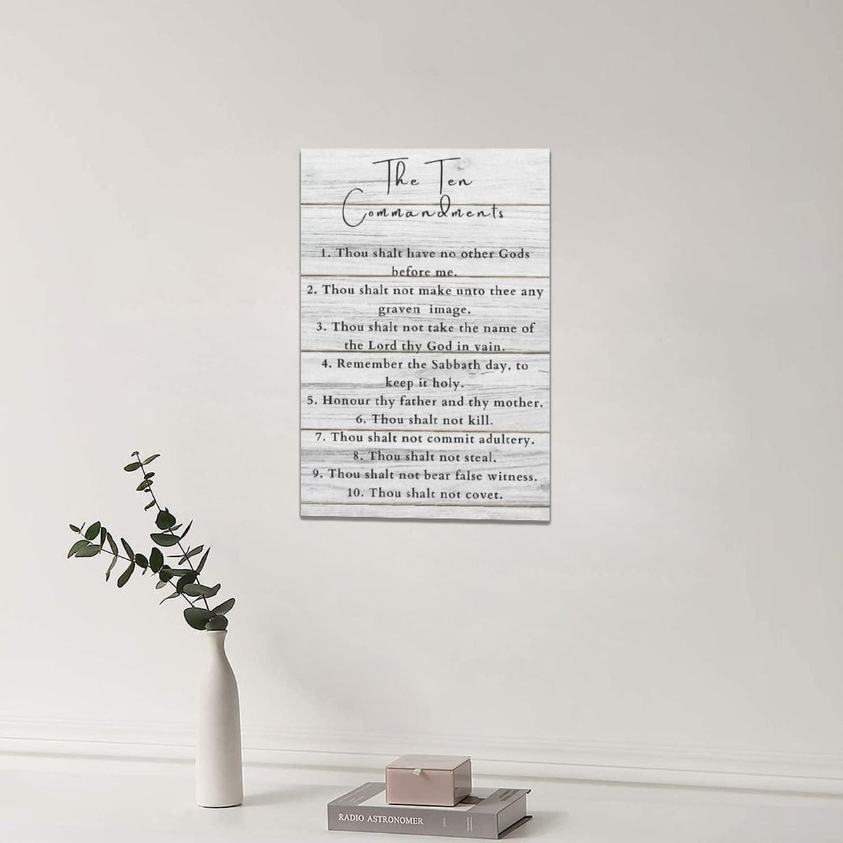 Ten Commandments Wall Decor 10 Commandments Wall Art Bible Verse Canvas Painting Christian Scriptures Pictures Prints Modern Framed Artwork Home Decoration for Living Room Bedroom Bathroom 16"x24" (White / 24"L x 16"W)