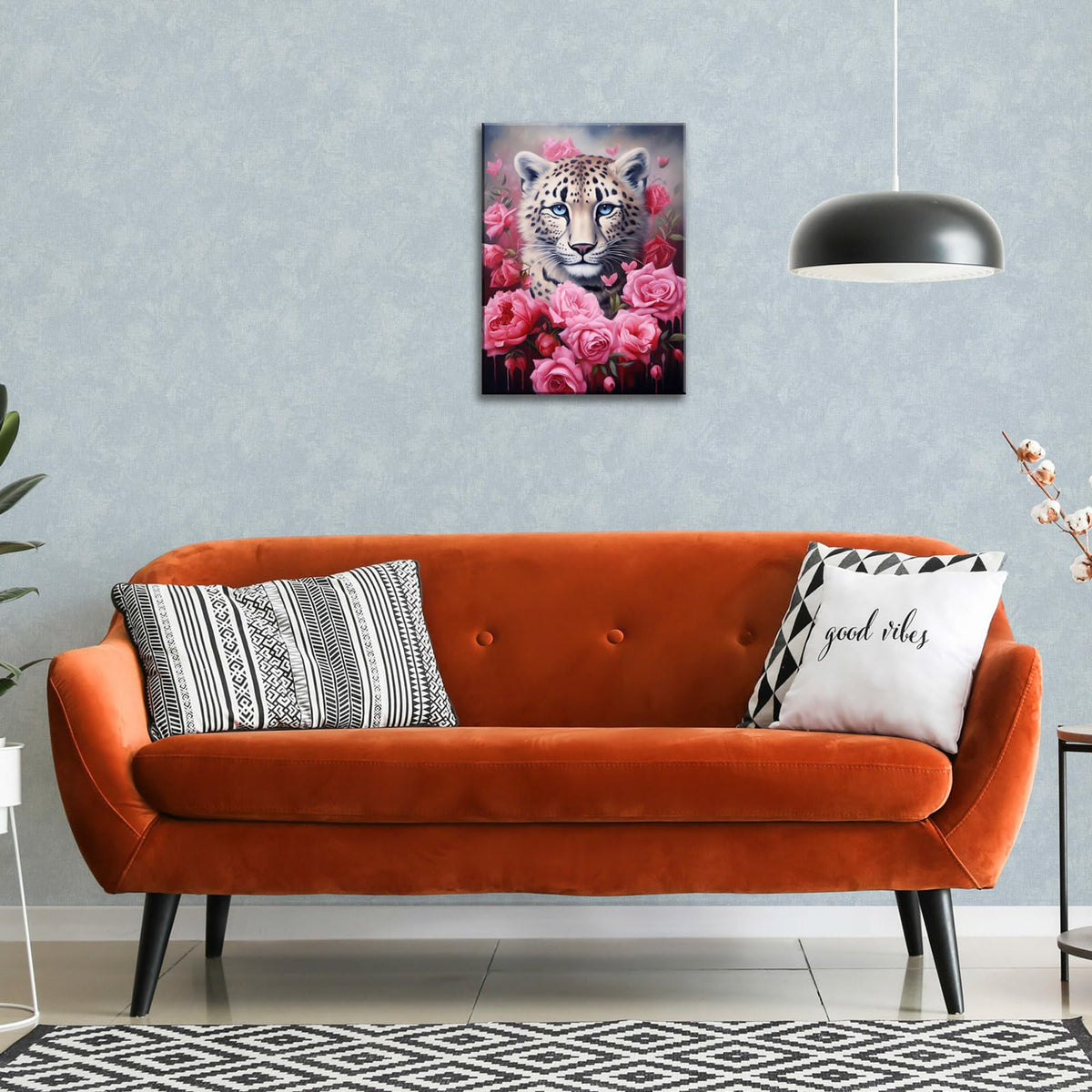 Rose Leopard Wall Art Wildlife Animal Poster Pink Rose Teens Little Girls Women BedroomLittle Girls Room Nursery Toddler Wall Art Framed Artwork for Modern Living Room Bedroom Bathroom 12x16inches (16"L x 12"W / Leopard)