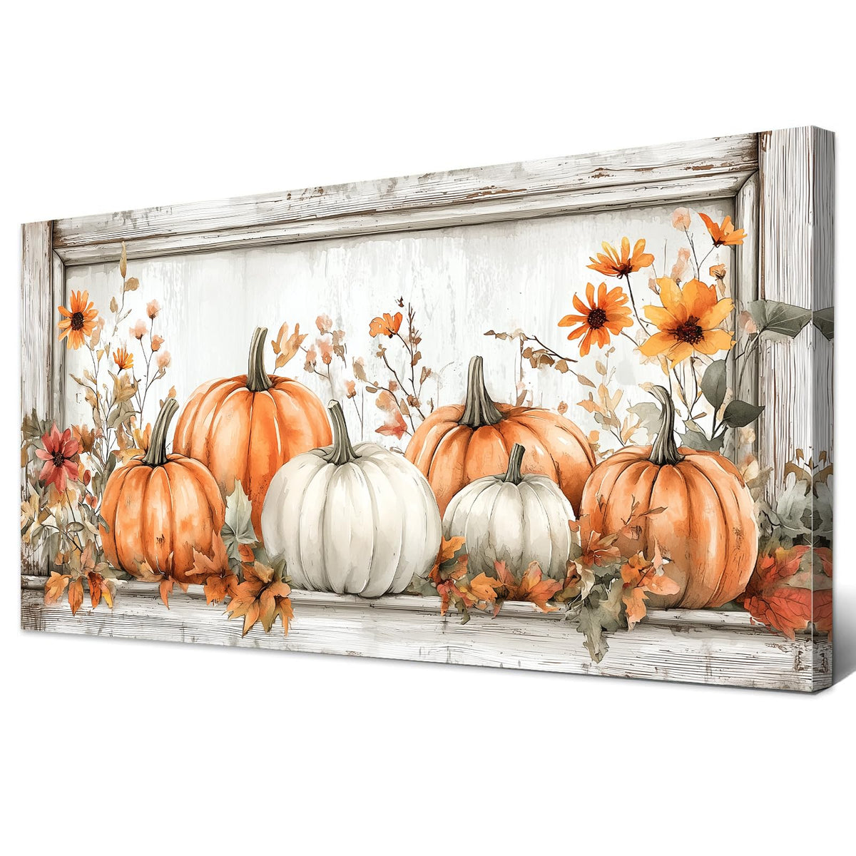 Farmhouse Pumpkin Canvas Wall Art Fall Pumpkins Pictures Wall Decor for Living Room Kitchen Dinner Room Decorations (60"x30"x1 / Pumpkin7)