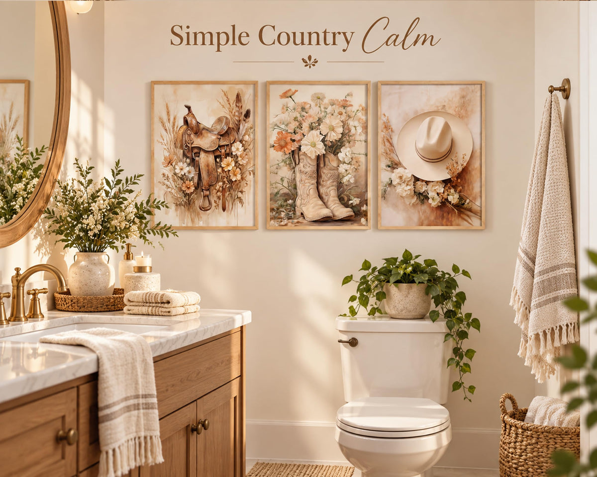 3PCS Trendy Preppy Western Cowgirl Aesthetic Canvas Wall Art Unframed (Cowgirl / 16"L x 12"W-Unframed)