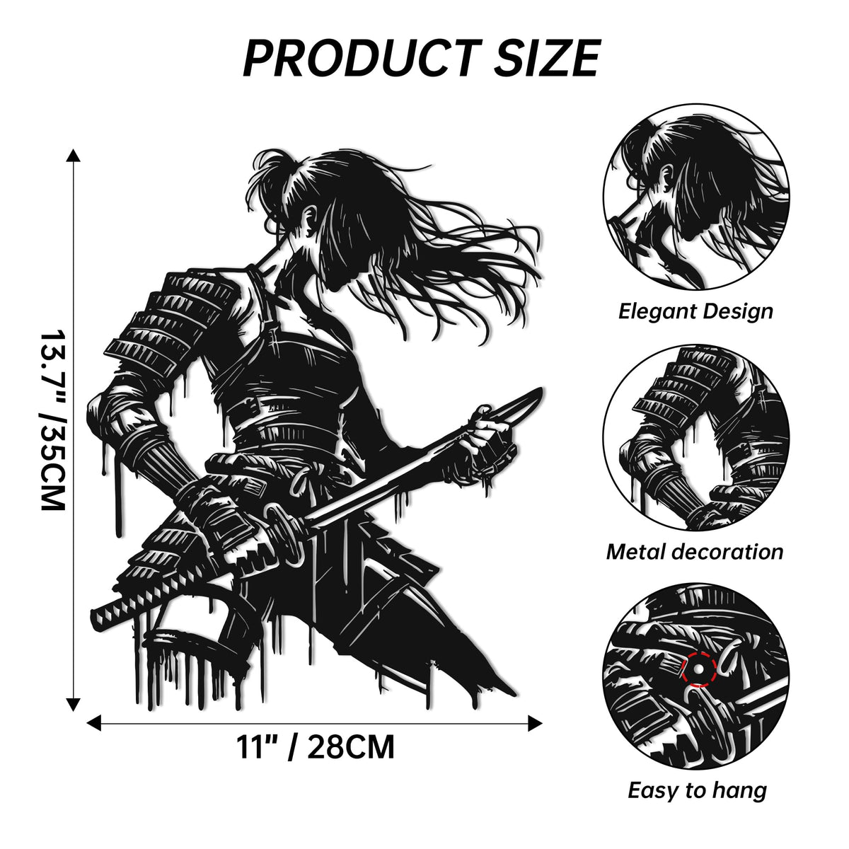 Radiant Samurai Metal Wall Art (Radiant Samurai Guardian)