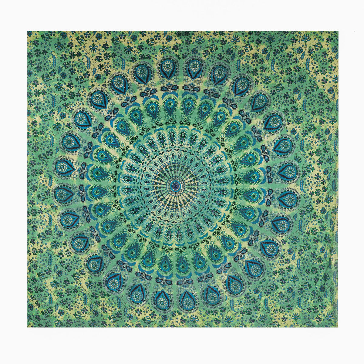 Peacock Mandala Tapestry for Bedroom Living Room Décor (60"L x 50"W / Green)