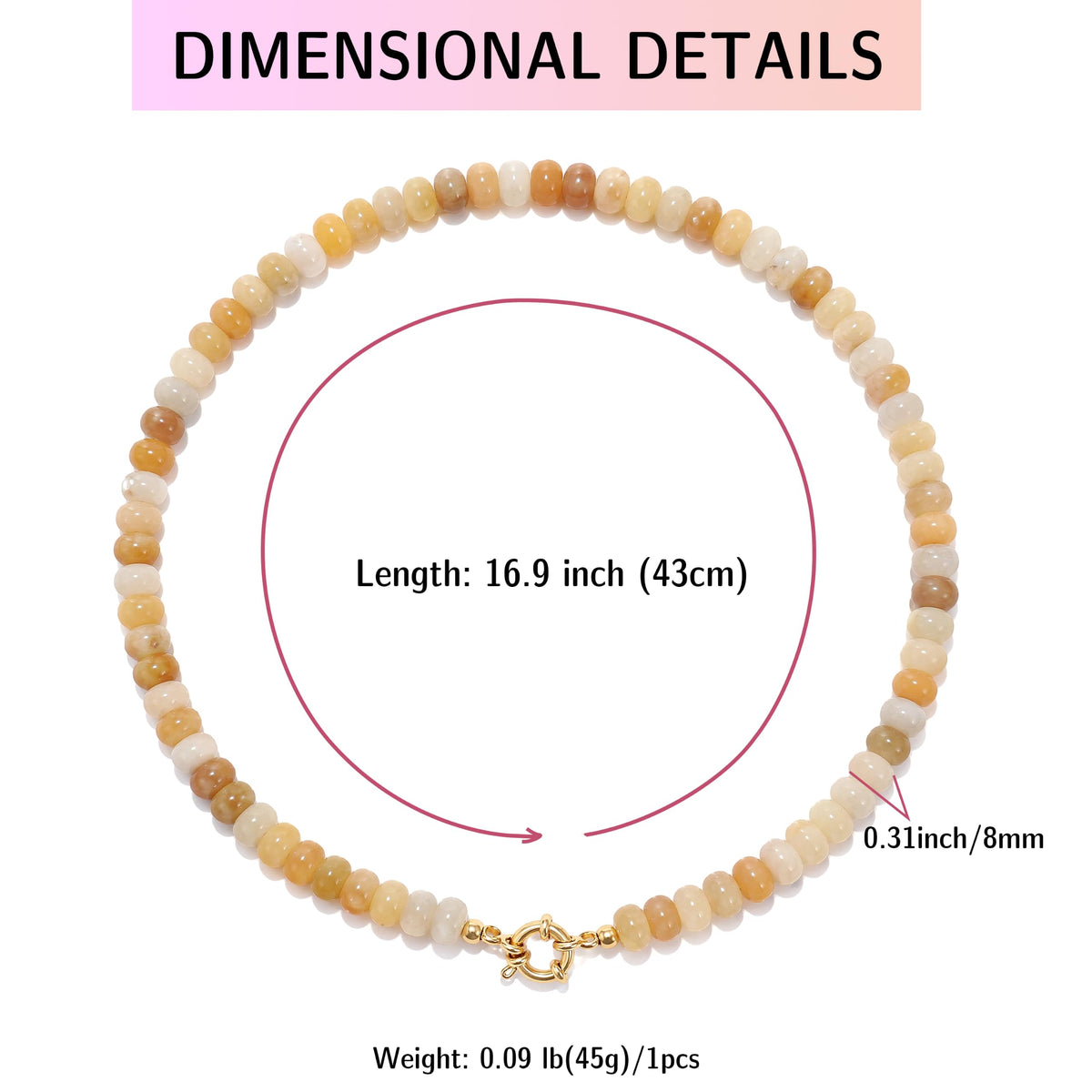Yellow Natural Stone Beaded Choker Necklace for Women (Apricot-yellow)