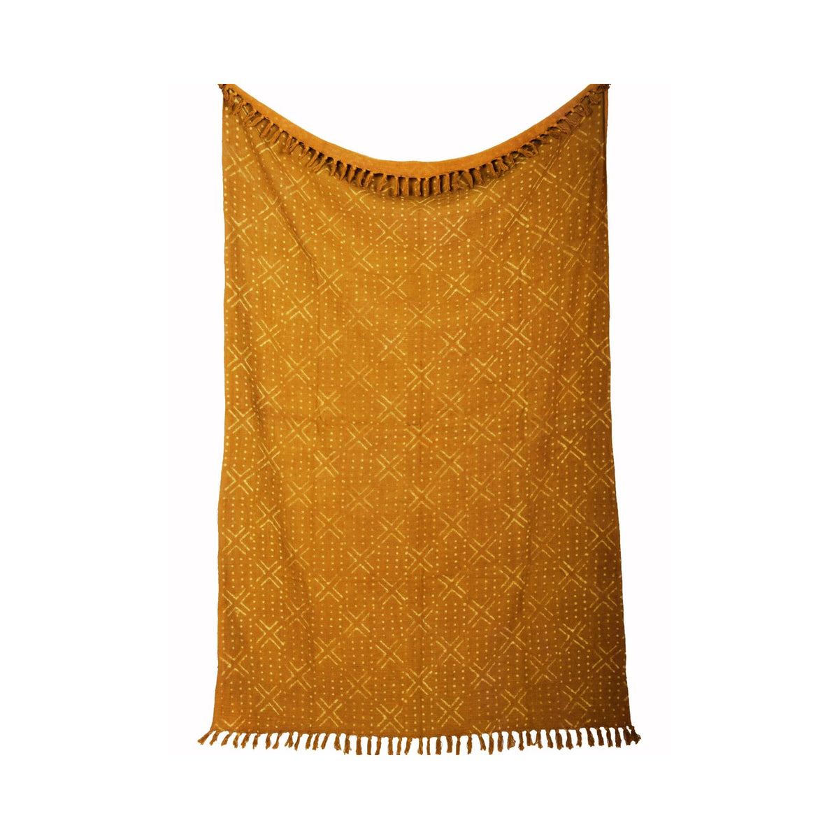 100% Cotton Soft Tassel Blanket (Mustard / Nova (120 x 170 Cms))