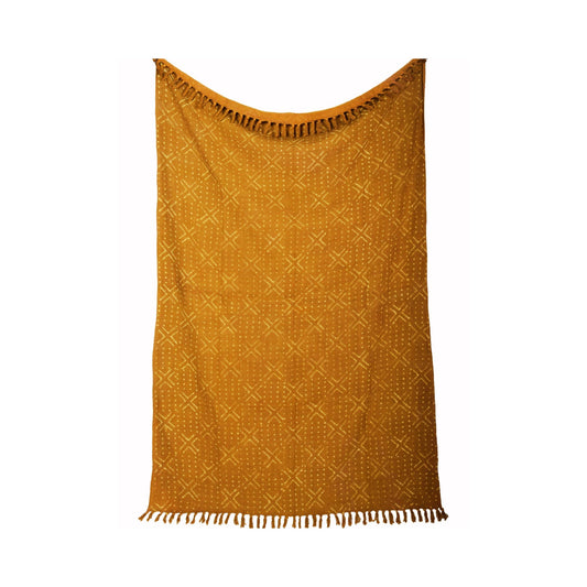 100% Cotton Soft Tassel Blanket (Mustard / Nova (120 x 170 Cms))