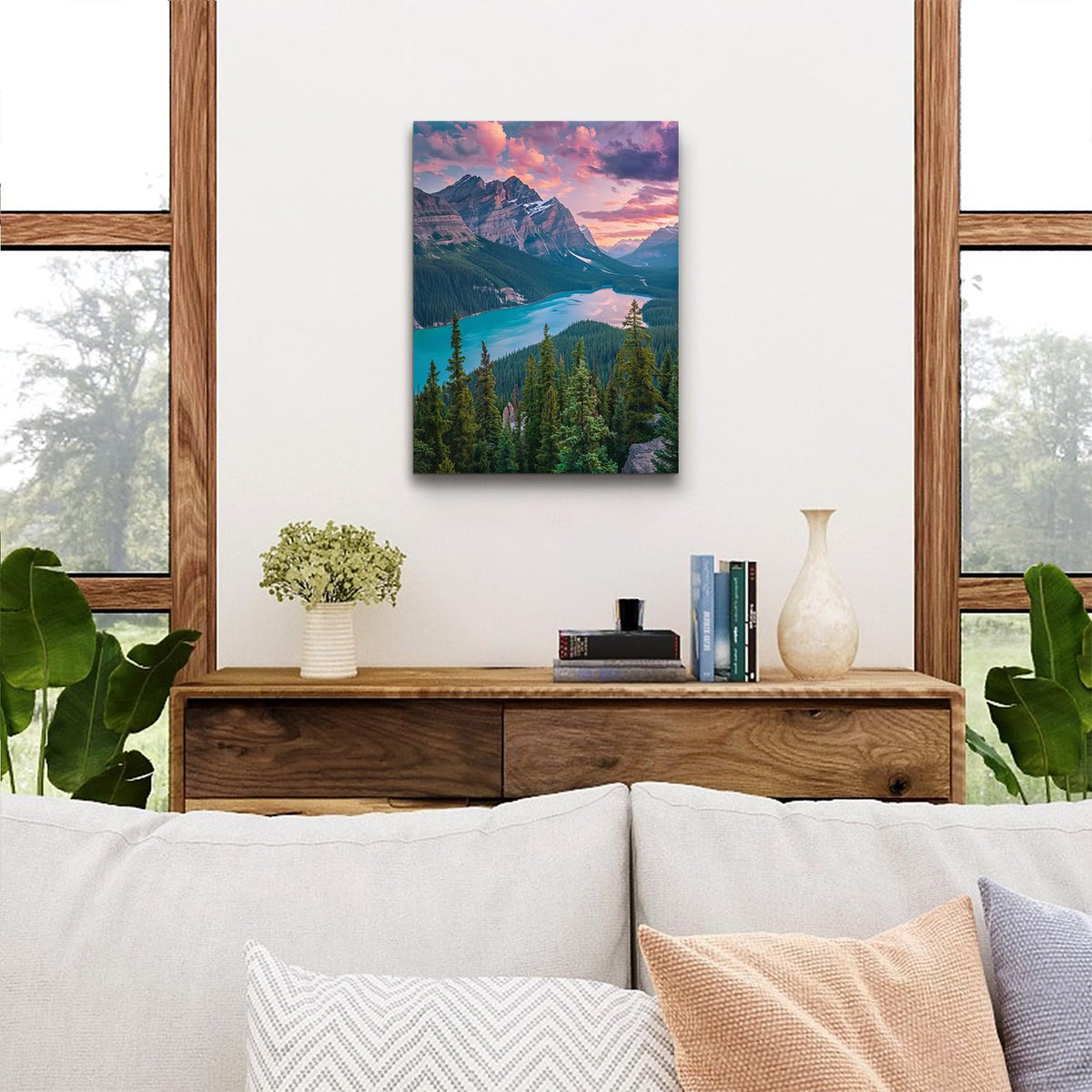 Mountain Wall Art Banff National Park Posters Rocky Mountains Pictures Wall Decor Nature Forest Landscape Canvas Prints Moraine Lake Scenery Painting for Living Room Bedroom Home Decorations 12x16" (16"L x 12"W / Baff National Park)