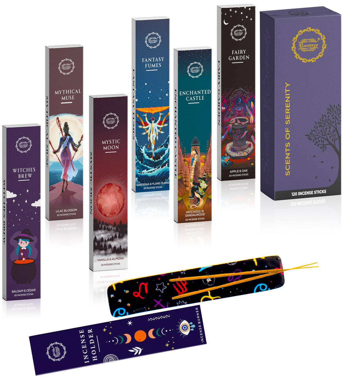 Natural Incense Sticks with Inscent Holder (Scent of Serenity)