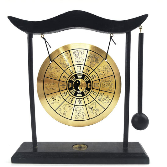 Brass Gong Desktop Zen Art Feng Shui Decor (Chinese Zodiac)