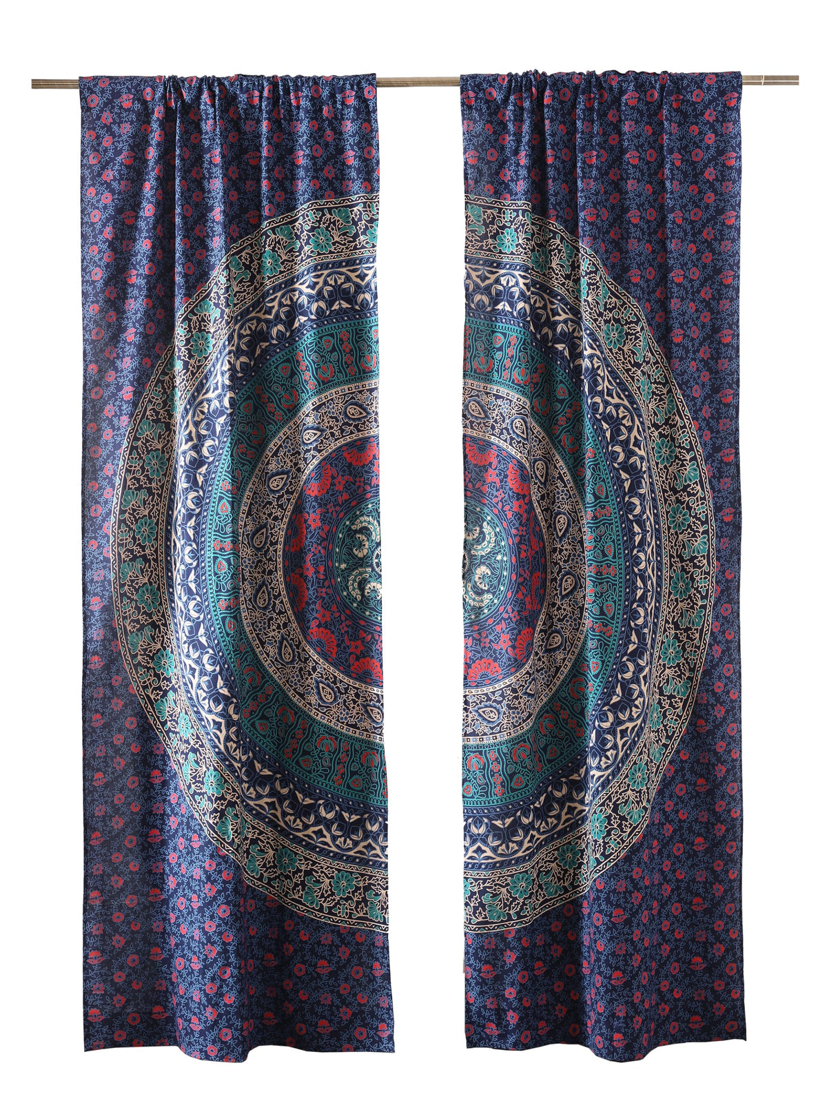 Blue Hippie Mandala Art of Flower Curtains 100 Inch Length for Living Room Bedroom 2 Panels Set Semi Sheer Window Curtains 76 Inch Width Boho Farmhouse Drapes W76xL100 Midnight (Floral Midnight Blue / 76"W x 100"L (Pack of 2))