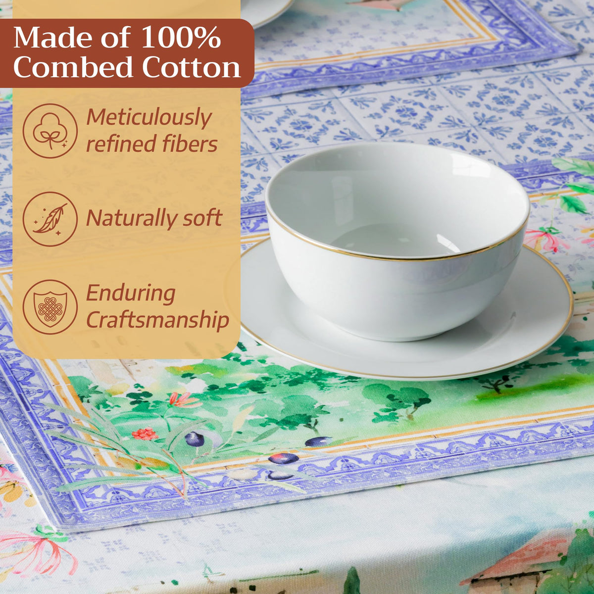 Placemats Set of 4 Reusable 100% Combed Cotton (038 - Luberon / 13" X 19" (Pack of 4))