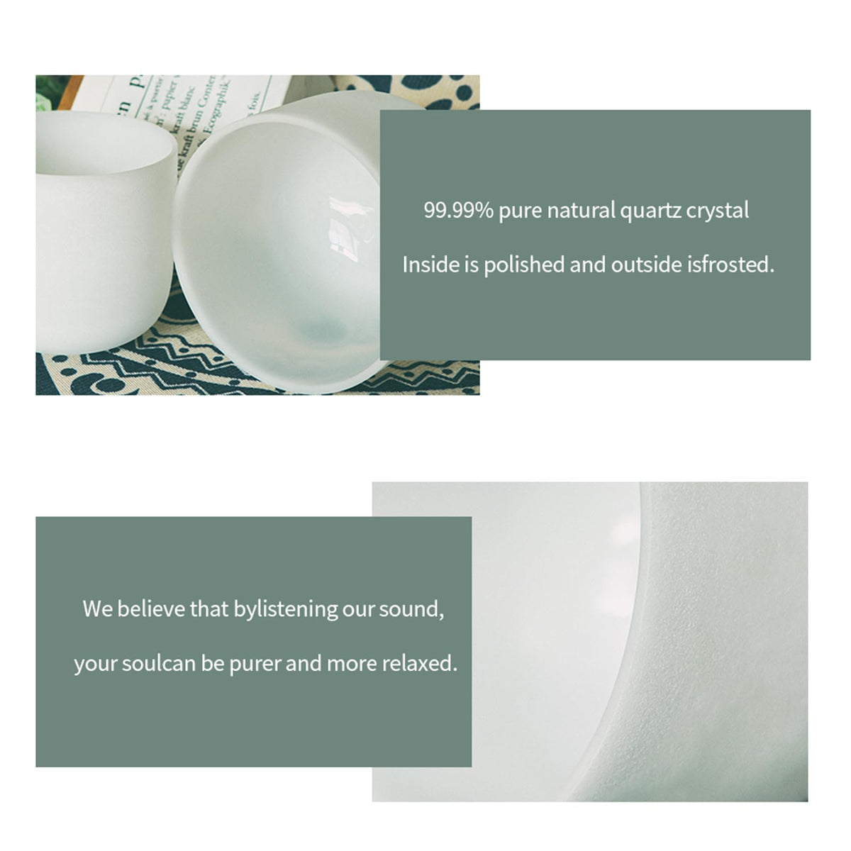 12Inch F Note White Frosted Crystal Singing Bowl 432hz Heart Chakra (12inch 432hz F Note)