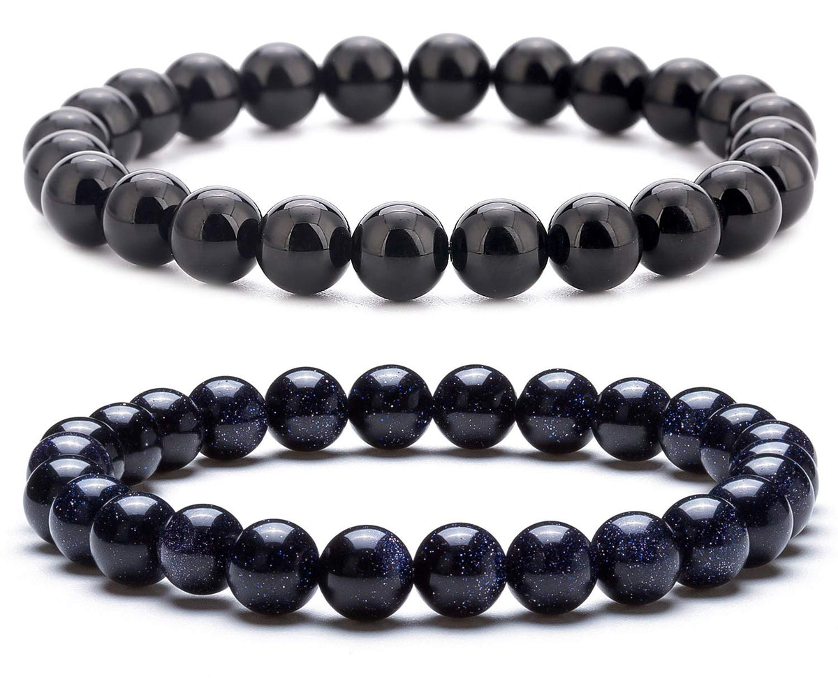 Men Women 8mm Natural Stone Lava Rock Diffuser Bracelet (Set 4)