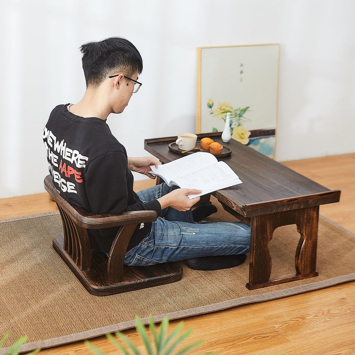 Foldable Japanese Small Floor Table (19.7”x11.8”x9.1”)