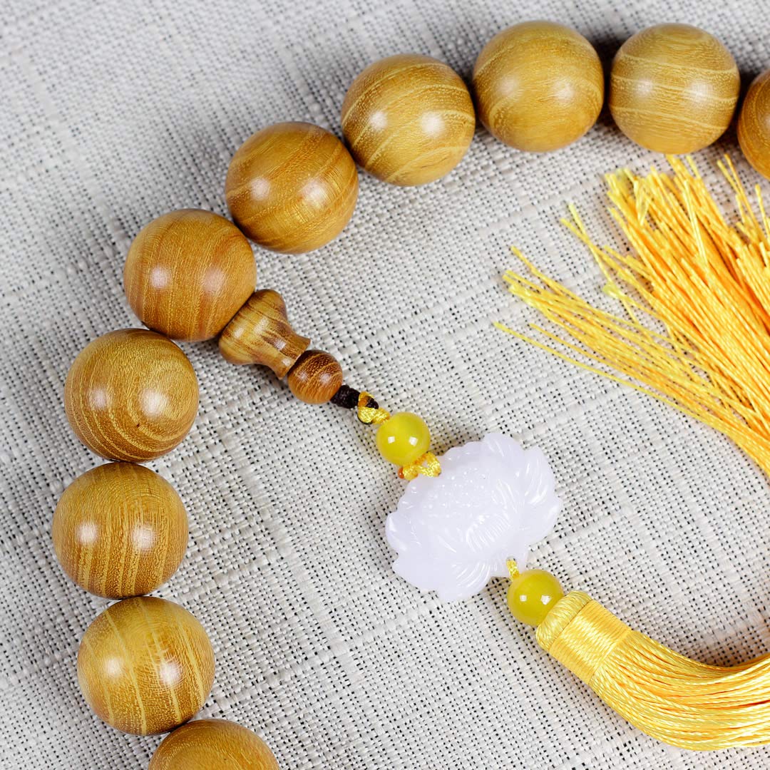 Natural Golden Sandalwood Mexican Bocote Mala Prayer Bracelet Link Wrist Necklace Beads (20mm 21 beads Boutique)