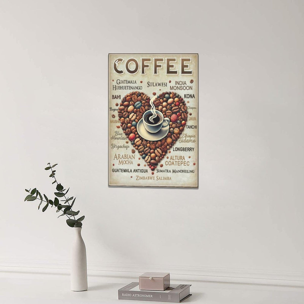 Coffee Wall Art Cafe Pictures Wall Decor Latte Drink Canvas Painting Home Modern Artwork Decorations Framed for Coffee Bar Kitchen Living Room Bedroom Office 16 x 24 inch (24L" x 16W" / Coffee)
