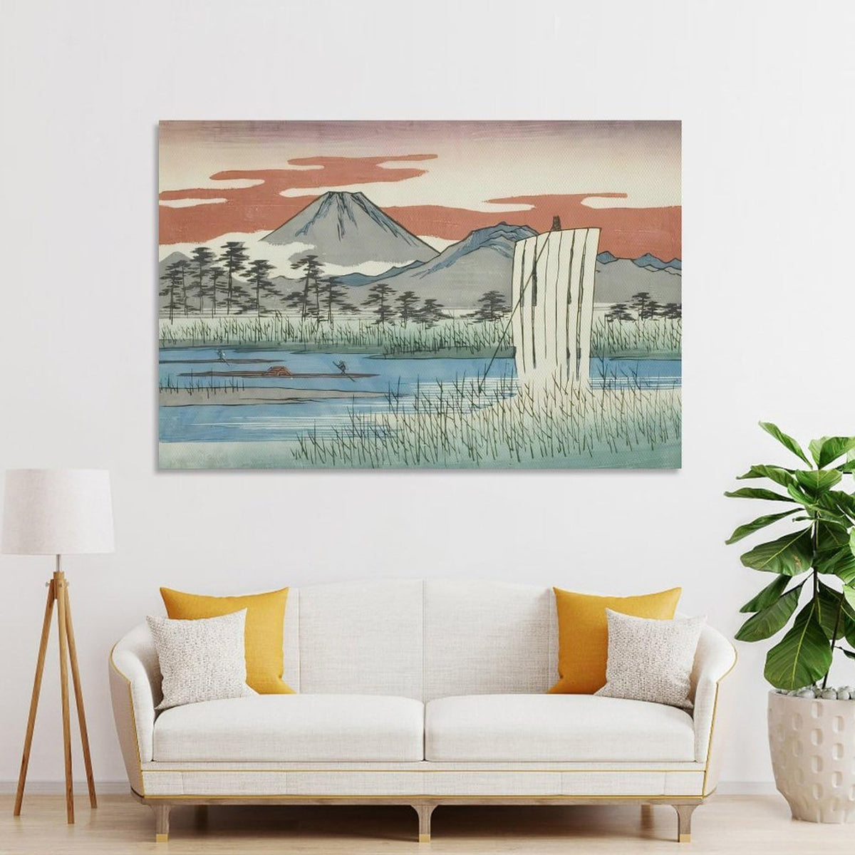 Utagawa Hiroshige Sagami River Mount Fuji Landscape Canvas Printing Wall Art Japanese Ukiyo E Prints Vintage Posters Minimalist Wall Decor for Living Room Bedroom Office 20x30inch (style-1 / 20x30inch(50x75cm) Unframe)