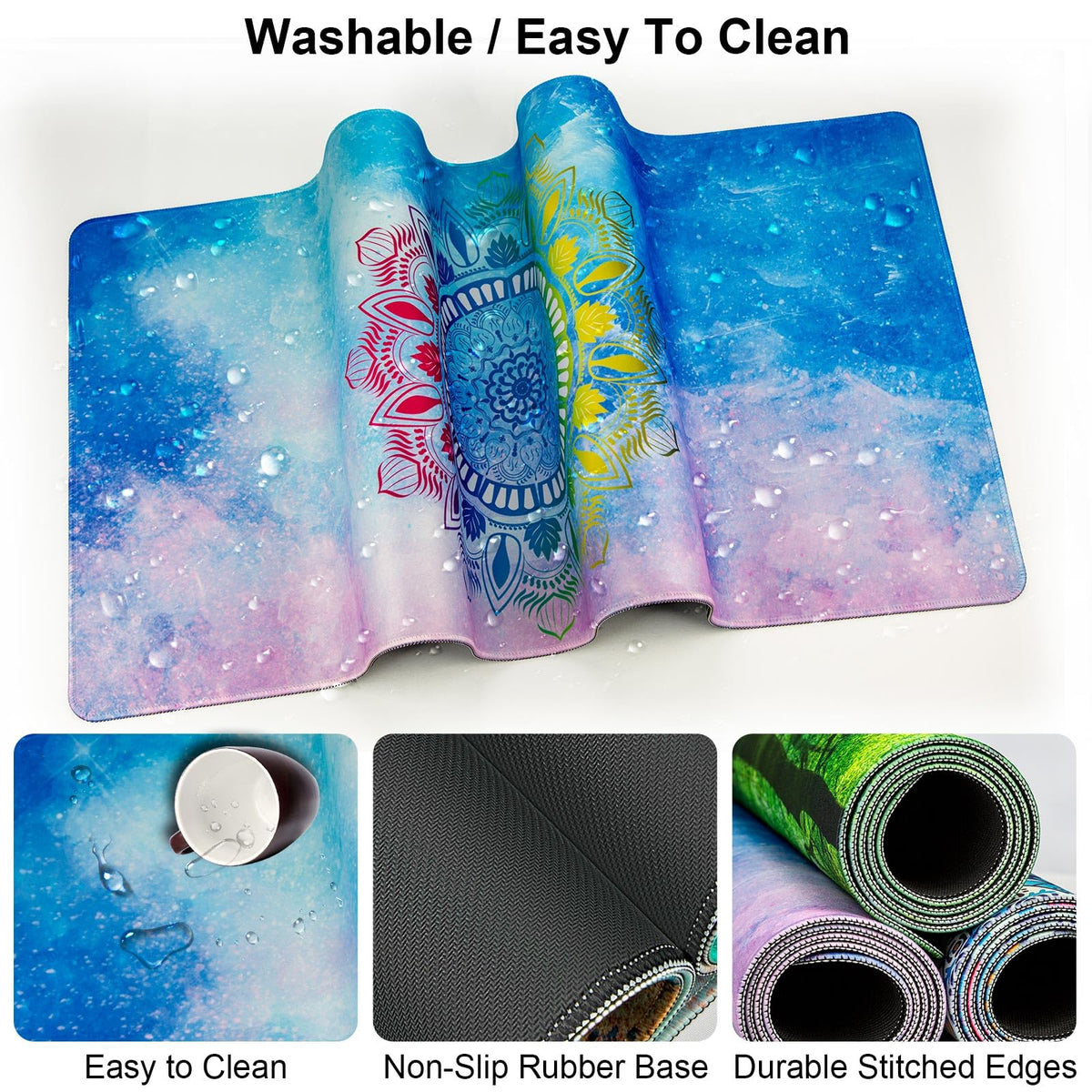 4 in 1 Mouse Pad and Keyboard Wrist Rest (K2-star Mandala)
